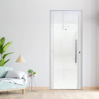 Imagem de Porta De Alumínio Lambril Puxador 210X100Cm Lado Esquerdo 25 Premium Lux Esquadrias Branco