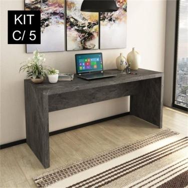 Imagem de Kit 5 Escrivaninhas 163cm Me4109 Mármore Lunar