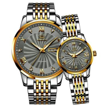 Imagem de Relógio Automático Casal Aço Inoxidável De Luxo Conjunto De Relogio Mecânico Casual