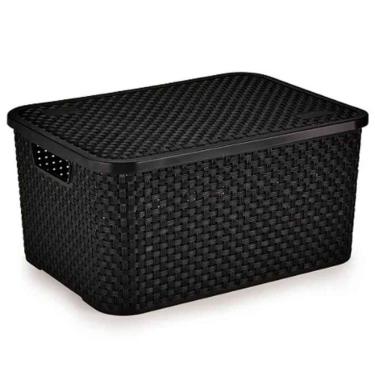 Imagem de Cesto Organizador Rattan Preto Tam. G Ref.069/p Nitron