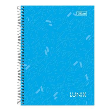 Imagem de Caderno Espiral Capa Dura 1-4 Pequeno Lunix 160 Folhas Tilibra Azul