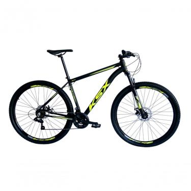 Imagem de Bicicleta Aro 29 Ksx Sd7 21v Cabos Internos Alumínio Freios A Disco Garfo Suspensão Preto Amarelo Tamanho 15