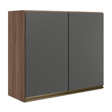 Imagem de Armario Aereo 2 Portas Mdf 80 Cm Kali 12211 Carvalho Toq Chumbo Nicioli