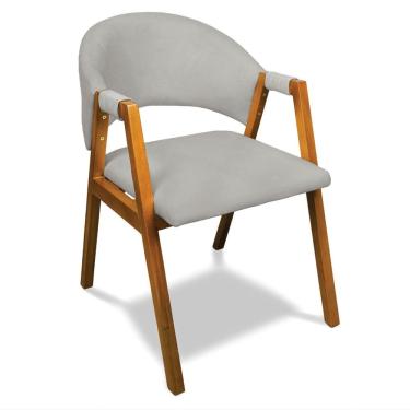 Imagem de Cadeira Sala De Jantar Em Madeira Yara Suede Cinza D03 - D'rossi