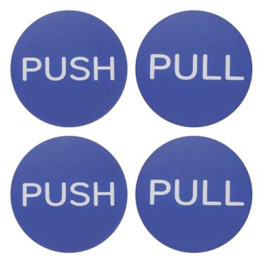 Imagem de PATIKIL 2 conjuntos de adesivos de porta push-pull, placa de 7,6 cm, placa vertical de acrílico autoadesivo para portas, janelas de vidro, lojas, negócios, redondo, azul