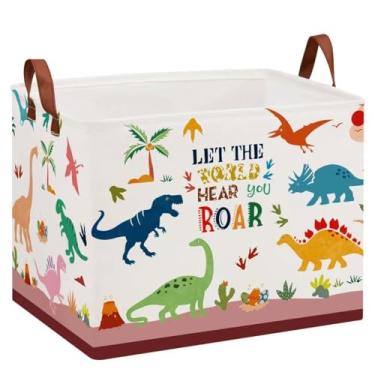 Imagem de XHWZOF Decoração De Berçário Dinossauro, Cesta Para O Dia Das Mães, 36L, Folha Vulcão, Cacto, Caixa Armazenamento Crianças, Presente Bebê, Roupas Retangulares Dobráveis, Livro Brinquedo Menino, Rosa