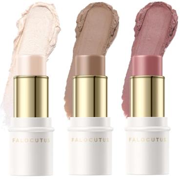 Imagem de Falocutus Conjunto De 3 Bastões Contorno Falocutus, Blush Cremoso E Iluminador, Caneta Bronzeadora, Facial Natural Suave Longa Duração. Leve Quente