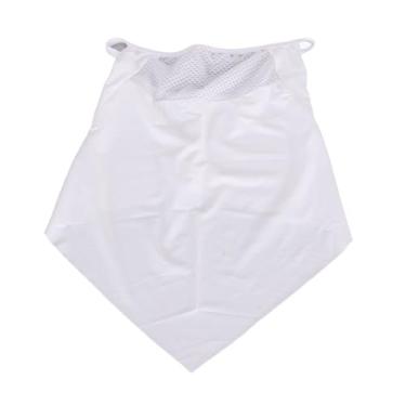 Imagem de Cachecol de ciclismo, cachecol com proteção solar, orifícios de orelha, respirável, seda gelada para viagens (branco)