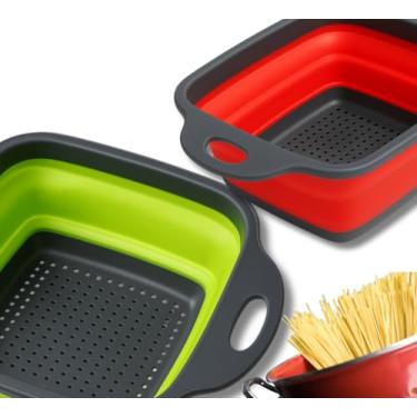 Imagem de Kit 2 Escorredores Retráteis de Silicone 24cm Dobrável Multiuso - Resistentes, Duráveis e Flexíveis para Macarrão, Legumes, Frutas e Verduras - Praticidade na Cozinha KOALAECOM®