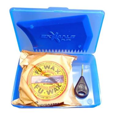 Imagem de Kit Surf Porta Parafina + Raspador + Fu Wax + Chave (Cool Water)
