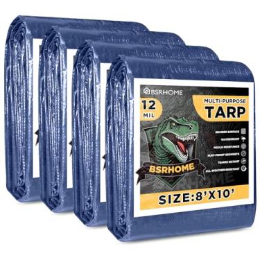 Imagem de Lonas impermeáveis 20 x 3 pés, pacote com 4 capas de lona azul resistente de 12 mm de espessura, lona de plástico resistente com ilhós de metal, capa de lona externa para carro, trailer