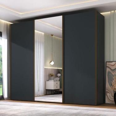 Imagem de Guarda Roupa Casal 2,74m 3 Portas de Correr com Espelho - Mambel Q, Gr