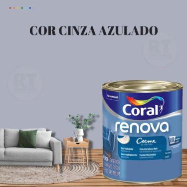 Imagem de Tinta Parede Cinza Renova Acrílica Fosca 800ml - Coral, CINZA AZULADO