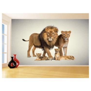 Imagem de Papel De Parede Animais Leão Família Filhotes 3,5M Anm510 - Você Decor