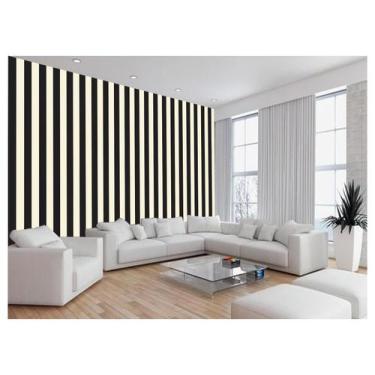 Imagem de Papel De Parede 3D Sala Cozinha Listras Preto 3,5M Lst54 - Você Decora