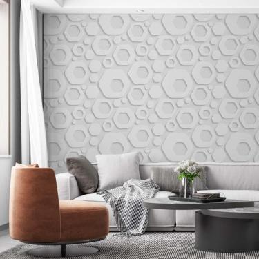 Imagem de Kit 7 Rolos Papel De Parede Adesivo Abstrato 3D Branco 3,0M - Gh Papel