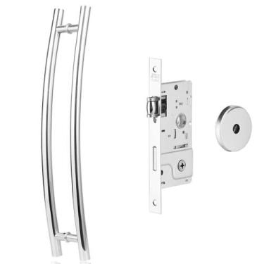 Imagem de Puxador Porta tubo curvo C 80cm + fechadura tetra 800 Po - Concept Hom