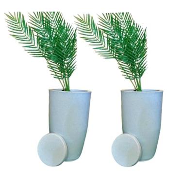 Imagem de Kit 2 Vaso De Planta Polietileno Coluna Lisa Luxo Médio N3 (cinza cimento)