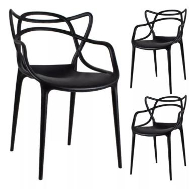Imagem de Kit com 3 Cadeiras Allegra Resistente – Design Moderno e Conforto para Sala, Escritório e Área Externa