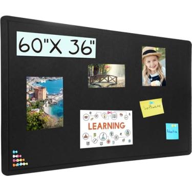 Imagem de Quadro de avisos grande, quadro de cortiça de 152 x 91 cm com 30 pinos, quadro de cortiça de feltro de 1,5 m x 7,8 cm, quadro de aviso autoadesivo, quadro de humor quadro de fotos dobrável para parede