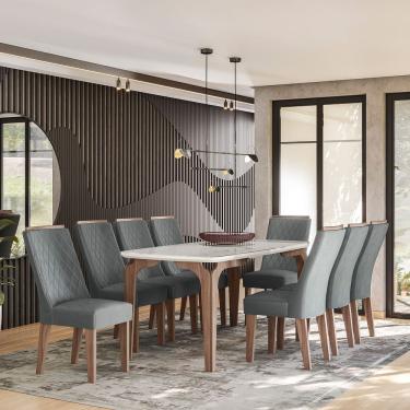 Imagem de Conjunto Sala de Jantar Romenia Gold 1,83 com 8 Cadeiras Amendoa 03A
