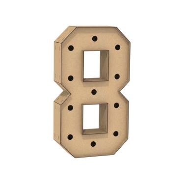 Imagem de Número 8 Letra Caixa Grande Mdf 80Cm Altura Furo Iluminação