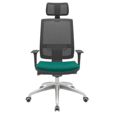 Imagem de Cadeira Office Brizza Tela Preta Com Encosto Assento Poliéster Verde A