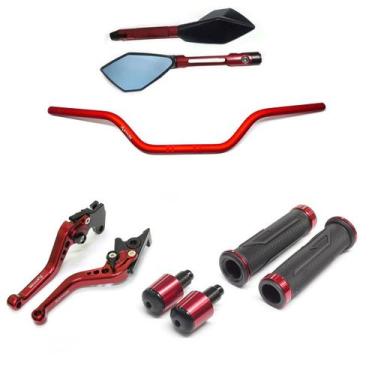 Imagem de Kit Guidão 22mm Manopla XL TM2 Manete Cg150 A Disco Cb250f - Stark Rac