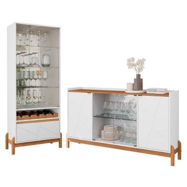 Imagem de Sala De Jantar Bari Com Cristaleira E Buffet Aparador Branco-cedro - Casa D Branco-cedro