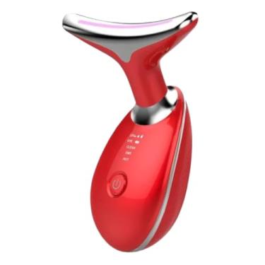 Imagem de Massageador Facial Elétrico Antirrugas e Pescoço - Tecnologia de alta frequência e raios infravermelhos e Design Elegante para Rejuvenescimento e Relaxamento, estimula a produção de colágeno (Vermelho)