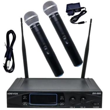 Imagem de Microfone Sem Fio Duplo Com Visor Digital Devox Uhf Dx-580