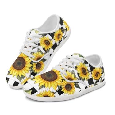 Imagem de Luzeephang Tênis feminino casual Zero Drop respirável moda descalço caminhada calçado cadarço zero drop, Girassol amarelo, 8 Wide