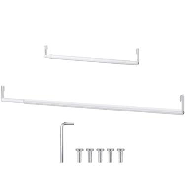 Imagem de Threehoney Haste expansível de armário para pendurar em prateleira de arame, ajustável, resistente, extensor de varão, barra de cabide resistente, postes de metal para guarda-roupas, 1 pacote (91 a