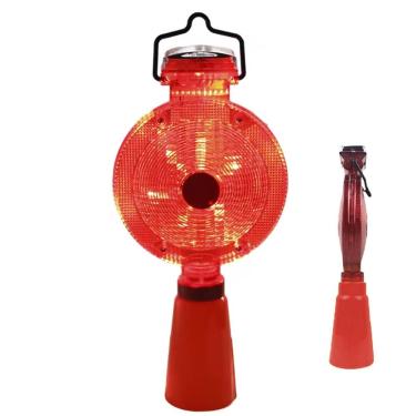 Imagem de Sinalizador Solar Viario para Cone Automatico Luz LED Sinalizaçao Obra RuaEstrada Rodovia Chuva Energia Solar Segurança