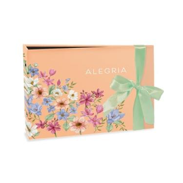 Imagem de Álbum de fotos Ical, encadernação tradicional, para 60 fotos 10x15cm - horizontal - envelope plástico preto - linha Gift - modelo floral suave - alegria - 326