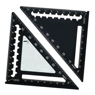 Imagem de Generic Esquadro Triangular de 45/90 Graus, Régua de Carpinteiro para Projetos DIY, Preto, Tamanho real