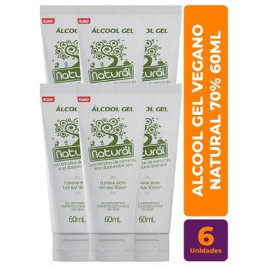 Imagem de Kit c/ 6 Álcool Gel Natural Vegano 70% C/ Extrato de Camomila, Erva Do