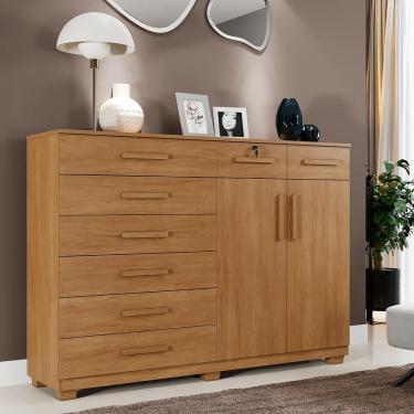 Imagem de Cômoda 8 Gavetas 2 Portas com Pés New Triunfo Benetil