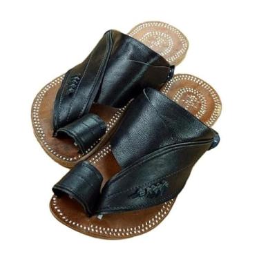 Imagem de Chinelos De Homem Atividades Ao Ar Livre, Sandálias Casuais Para Homem Antiderrapantes, Respiráveis ​​e Ortopédicas Para Aliviar Os Joanetes, Chinelos Abertos Fascite Plantar, Plantar(Black,45 EU)