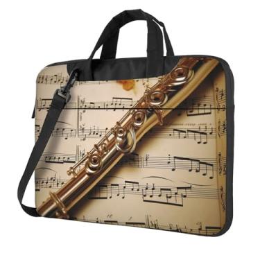 Imagem de Capa para laptop com música flauta para computador à prova de choque capa protetora para notebook bolsa portátil para laptop para homens e mulheres, Preto, 13 inch