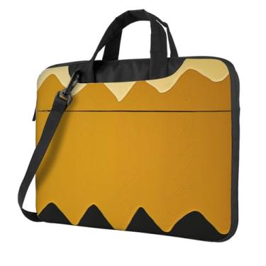 Imagem de Capa para laptop amarela e preta mostarda à prova de choque capa protetora para notebook bolsa portátil para laptop bolsa à prova d'água, Preto, 13 inch