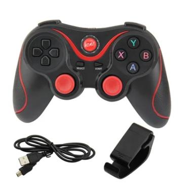 Imagem de Controle Sem Fio + Suporte Para Celular Android Ios PC Ps3 Preto+vermelho