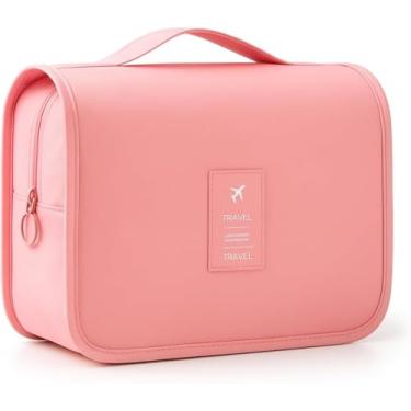 Imagem de Necessaire Unissex Organizadora Portátil para Viagem e Uso Diário, Fecho com Zíper e Gancho para Pendurar, Várias Divisórias, Material Premium Resistente à Água - 2025 (Rosa)