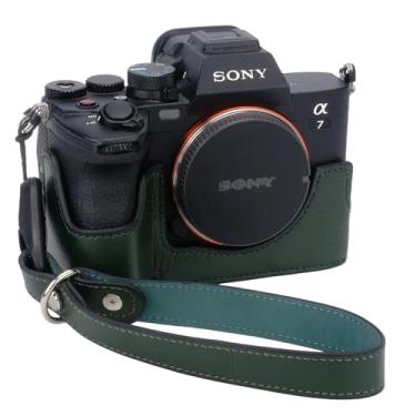 Imagem de Bowan Capa Para Câmera Sony A7 Mark Iv, Feita À Mão, Em Couro Legítimo, Com Meia Capa, Modelos A7Iv, A7M, A7M4, A7Rv E A7R5, Abertura Inferior Alça De Mão (Verde)