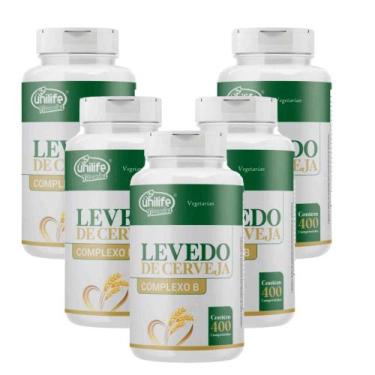 Imagem de Kit 5 Levedo de Cerveja Complexo B 5x400 Comprimidos 450mg Vegano Unil