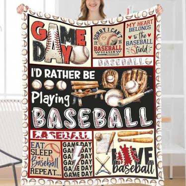 Imagem de Cobertor de beisebol, I'd Rather Be Playing Baseball Throw, presentes esportivos para meninos, meninas e adultos, colcha de flanela leve de pelúcia para quarto sofá decoração de sala de estar, 101,6