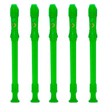 Imagem de Kit 5 Flautas Doce Soprano Dolphin - Germânica Dó (VERDE)