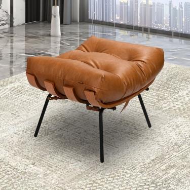 Imagem de Puff de Ferro Madeira e Estofado Living Costela Espresso Móveis Preto/Marrom