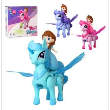 Imagem de Brinquedo Boneca Unicórnio Pônei Infantil Anda Sozinho Com Luz - Sober