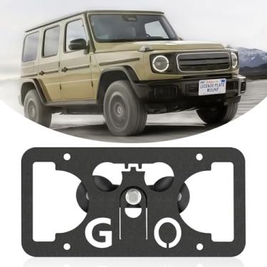 Imagem de Moldura frontal sem furadeira compatível com Mercedes-Benz G-Class 2013-2025 Suporte de suporte de grade de placa de carro antifurto Capas de etiqueta de carro à prova de ferrugem, acessórios de carro